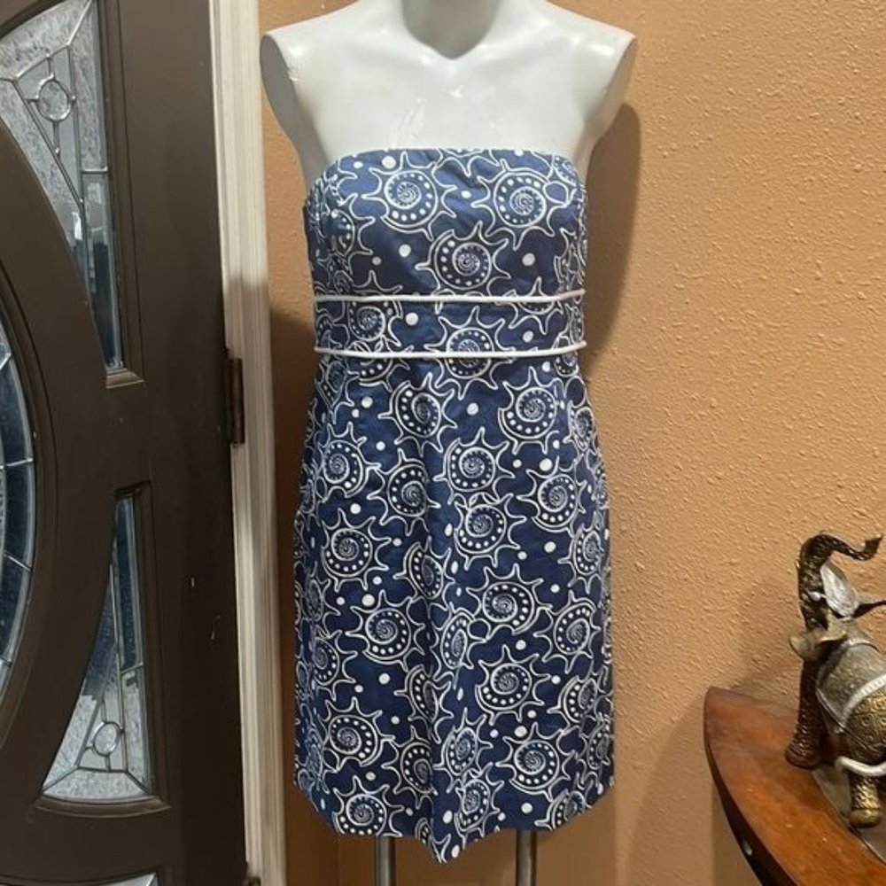 Vineyard Vines Blue Patterned Strapless Dress Siz… - image 2